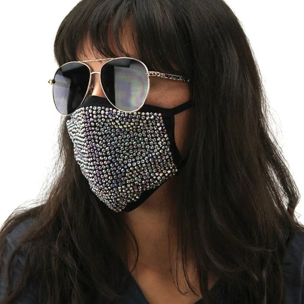 Rhinestone Face Mask In Polyester Material - HOST PICK!!!